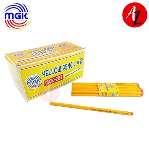 MGK 203 Yellow Pencil #2 Graphite Lead with Eraser 12pcs Per Pack