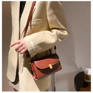 Korean Vintage One Shoulder Small Bag Womens Bag Fashion Messenger Bag Textured Small Square Bag