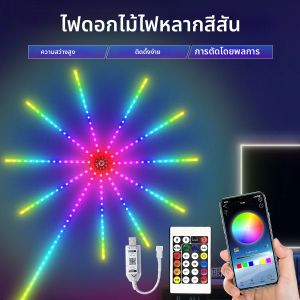 บลูทูธ 5V USB ดอกไม้ไฟ LED String ไฟ Garland APP รีโมทคอนโทรล RGBIC 5050 ซิงค์เพลงห้องนั่งเล่นงานแต่งงาน party Decor