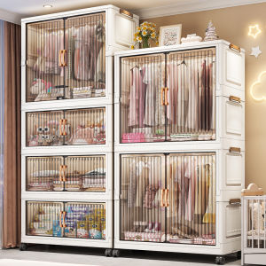 Easy Assembly Plastic Storage Cabinet Baby Clothes Closet Children Toy Snack Organizer Lightweight Luxury Style Adult Wardrobe