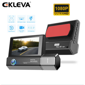 Ekleva 3.0 Inch Dash Cam Trong Camera DVR ô tô đầu ghi video chiếu hậu ống kính kép HD Chu Kỳ Ghi Video Gương Ghi Âm