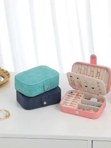 Rectangle Square Jewelry Storage Box Zipper Portable Travel Multifunction Necklace Earring Ring Women Gifts Box Jewelry Organizer Box