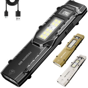 Rechargeable 1500 Lumen Flat Flashlights EDC Tactical FlashlightDual-Switches LED Small Flashlight with Digital DisplayStainle
