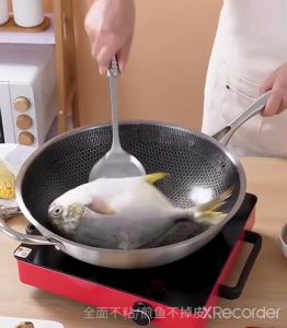 Z-Gadget⚡HoneyComb 32cm Wok Nonstick Stainless Steel Frypot Cooking Frying Pan Kuali Wok Cookware Masak Cooking Pot