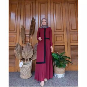 Hana Gamis Dress Maxi Size S M L XL Bahan Ity Premium Fashion Muslim Terbaru