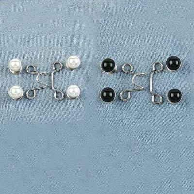 Waist Button Studless Removable Button Tool for Waist Adjustment Adjustable Button for Jeans Faux Pearl Belt Tightener