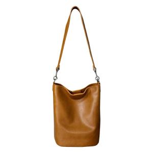 SIFULUN | Angola Red Leather Bucket Bag Crossbody Bag Vertical Style