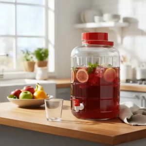 Bình Thủy Tinh Có Vòi 12L Đựng Nước Detox - Hũ Ngâm Rượu Ngâm Hoa Quả Thủy Tinh Dày Dặn QX12LV