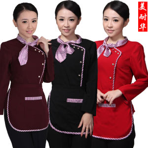 Hotel Waiter Workwear Long Sleeves Autumn Womens Catering Chinese Restaurant Hot Pot Restaurant Work Clothes Food Delivery Uniform