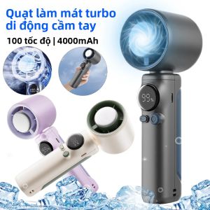 Quạt Làm Mát Cầm Tay Turbo Di Động 100 Tốc Độ Có Thể Điều Chỉnh Màn Hình Kỹ Thuật Số 4000mAh Quạt Mini Có Thể Sạc Lại Để Sử Dụng Cá Nhân