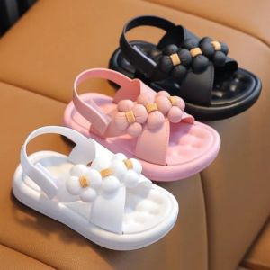 OKAIDO Sandal Sepatu Tali Anak Perempuan Cewek Kekinian Model Bunga Bahan Karet Gaya Style Korea Pink Sendal Selop Empuk Nyaman dan Lembut