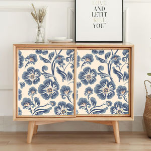 เปลือกและติดวอลล์เปเปอร์วอลล์เปเปอร์สีฟ้าวอลล์เปเปอร์ลายดอกไม้ดามัสก์วอลล์เปเปอร์ลายดอกไม้ไวนิลกันน้ำวอลเปเปอร์ครีมสติ๊กเกอร์แปะผนังสีฟ้าสำหรับตู้