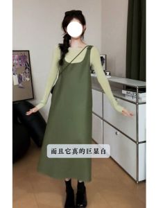 plus Size Fashionable PU Leather Jumpsuit Long Sleeve Womens Set round Neck Two-Piece Suit Spring Autumn Meat Concealing