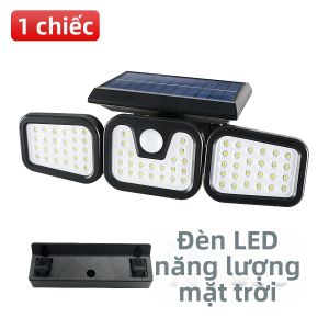Đèn LED Năng Lượng Mặt Trời Ngoài Trời Cảm Biến Chuyển Động Cơ Thể Con Người Cảm Biến Có Thể Điều Chỉnh Đèn Tường Ba Đầu IP65 Chống Nước Sân Vườn Đèn Năng Lượng Mặt Trời