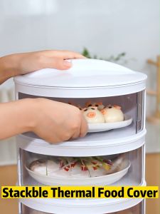 Stackable Food Leftover Storage Box 3/4/5 Layer Transparent Kitchen Food Insulation Cover Keep Fresh Dustproof Anti-flies Household Leftover Food Cover