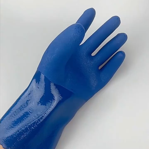 Găng tay lao động chống nước màu xanh dương găng tay công nghiệp phủ PVC bao tay bảo hộ lao động