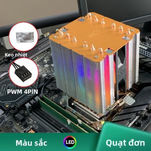 Quạt Làm Mát CPU RGB X99 4PIN Êm Ái Cho Intel LGA 1151 1155 1200 1700 2011 X79 AMD AM3 AM4 AM5 - Tản Nhiệt PC