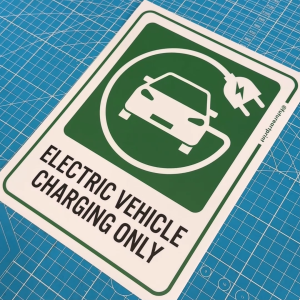 Electric Vehicle Charging Only. No Parking. Sticker Label Signboard Sign Notice Board Signage. EV Charge Station.
