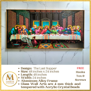 Last Supper Wall Decor Aluminum Alloy Frame Size 48 inches x 24 inches