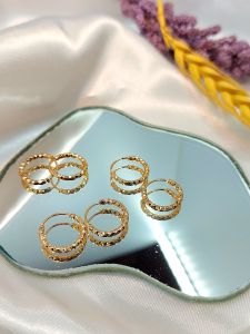 Anting Gipsy Hoop Bulat Ukir Dewasa Anak Wanita Fashion Lapis Emas 18k