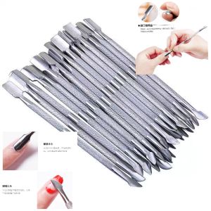 Alat Stainless Pendorong Kutikula Cuticle Nail Pusher Alat 2 Sisi Pendorong Kutikula Kuku