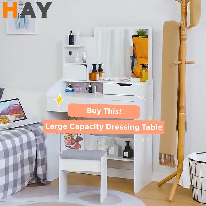 Dressing Table Mirror Led Light Makeup Table Meja Solek Cermin Comestic