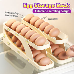LoviRa 2 Tier Eggs Dispenser Auto Rolling Egg Tray Refrigerator Egg Storage Rack