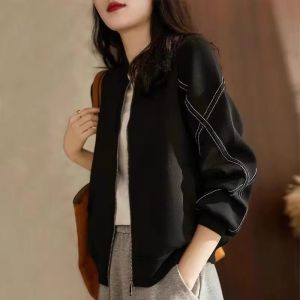 Elegant French & Korean Style Fall Cardigan Zippered Jacket