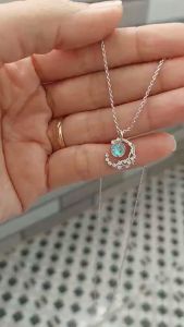 [HCM]Dây chuyền nữ bạc Ý S925 mặt trăng khuyết hạt ngọc xanh -Vòng cổ nữ bạc dễ thương thời trang cao cấp G449734