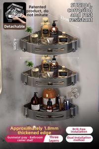 No-Drilling Stainless Steel 304 Removable Storage Shelf