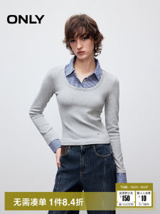 Comfortable Patchwork Sweatshirt Womens Style Layered Wear Shoulder Line Accurate Fit Long Sleeve Korean Version Autumn New