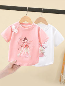 Girls Short Sleeve T-Shirt Summer Thin Cotton Baby Top Trendy Pure Cotton Body Shirt Childrens Fashion 2025 New Style Infant Clothes