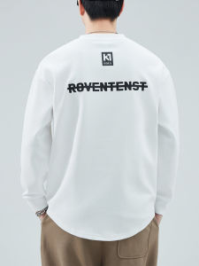 Heavyweight Long Sleeve Cotton T-Shirt Mens Loose Fit Spring Autumn New Style Sweatshirt round Neck White Inner Shirt Winter