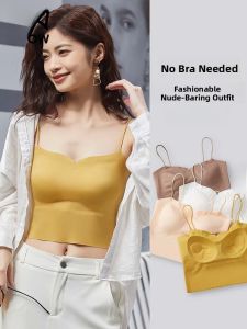 Miiow | Cat Woman Strap Vest Women Inner Wear Built-in Chest Pad Anti-exposure 2025 New Summer V-neck Base Beautiful Back Top