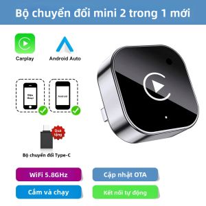 Bộ Chuyển Đổi Không Dây 2 Trong 1 CarPlay & Android Auto Cắm Là Chạy Hỗ Trợ Kết Nối Tự Động Nhanh Không Độ Trễ.