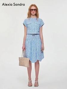 Alexia Sandra | Spring and Summer New Womens Salt Plaid Stand Collar Shirt
