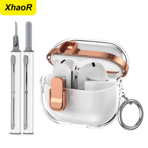 Transparent Secure Lock Earphone Cover For Samsung Galaxy Buds 3 / Buds 3 Pro Case Shockproof With Keychain Cleaning Accessories