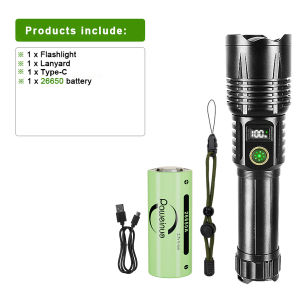 10000000LM High Power Led Flashlight Rechargeable Long Range Torch with OLED Display Lantern Ultra Powerful Flashlight Camping