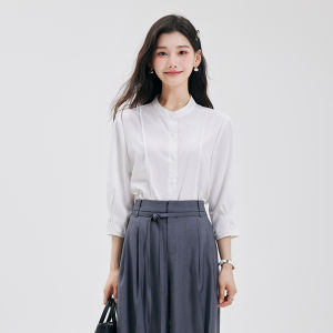 Yellow Womens Round Neck French Style Professional Shirt
