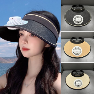 หมวกพัดลมม่านบังแดดฤดูร้อน พัดลมชาร์จ USB หมวกทรงสูงที่ว่างเปล่า หมวกกันแดดแบบพับได้กลางแจ้ง