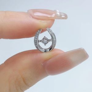 LAZO DIAMOND U Shape Dancing Diamond Pendant in 9k Wihte Gold