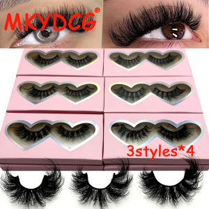 12 Pairs 3D Mink Eyelashes Fluffy Dramatic Eyelashes Makeup Wispy Mink Lashes Natural Long False Eyelashes Thick Fake Lashes