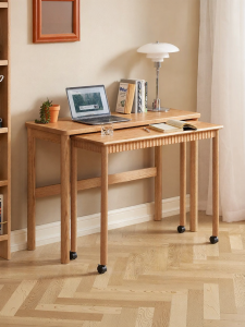 YUANSHI YUANSU | Two-tier Mobile Study and Work Desk Oak Wood