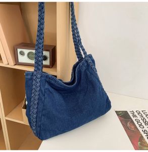 Túi Đeo Vai Thể Thao Vải Denim Dung Tích Lớn Cho Nam Túi Đeo Chéo Vải Denim Thường Ngày Cho Học Sinh Trung Học Và Tiểu Học Túi Đeo Vai Đơn