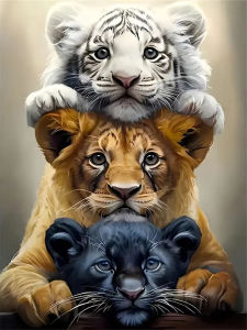 BILIBILI | Frameless Full Square Round Diamond Mosaic Tiger Animal DIY Diamond Painting Lion Cross Stitch Leopard Embroidery Home Decor