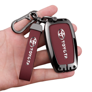 เคสที่ห้อยกุญแจรถพับได้ทำจากซิงค์อัลลอยสำหรับ Toyota Fortunnova E Hilux Conquest Revo คอโรลล่าอัลติสวีออสยาริส CHR Camry RAV4ป้องกันปุ่มหนังพวงกุญแจที่วางรีโมทพับได้