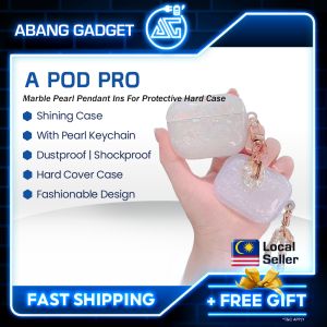 𝐀𝐆 | Marble Ins Airpods Pro Case With Pearl Pendant Ins For Airpods Pro Protective Case TPU Hard Cover Pearl Keychain