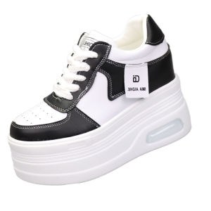 Comfortable Fashionable High Heel Tie up Increase Height White Sneakers Casual Sports Shoes Large Size 12cm Shoe Womens Flats