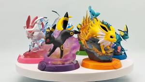 Anime Pokemon Funism Adventure Eevee Family Suit Blind Box Jolteon Sylveon Action Figure Collection Model Kids Toy Gift Replica