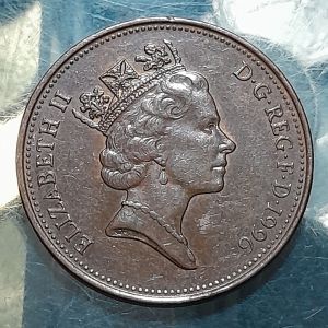 Koin British Elizabeth Jadul Koleksi lawas Elizabeth 2 pence Tahun 1996 BEKAS